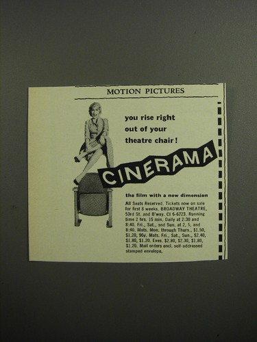 Pubblicità film cinerama 1952 - cinerama,